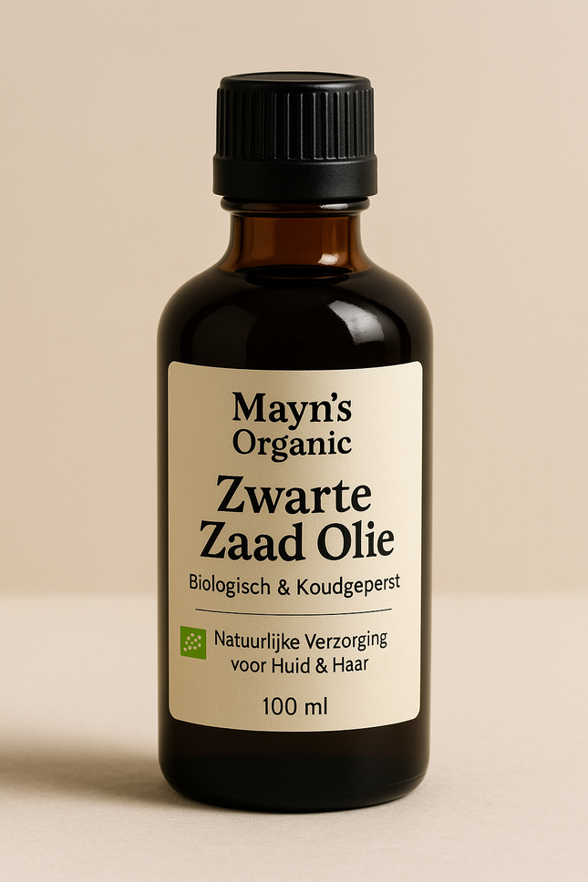 🖤 Mayn’s Organic Zwarte Zaad Olie – Biologisch & Koudgeperst (Cosmetisch Gebruik – 100 ml)